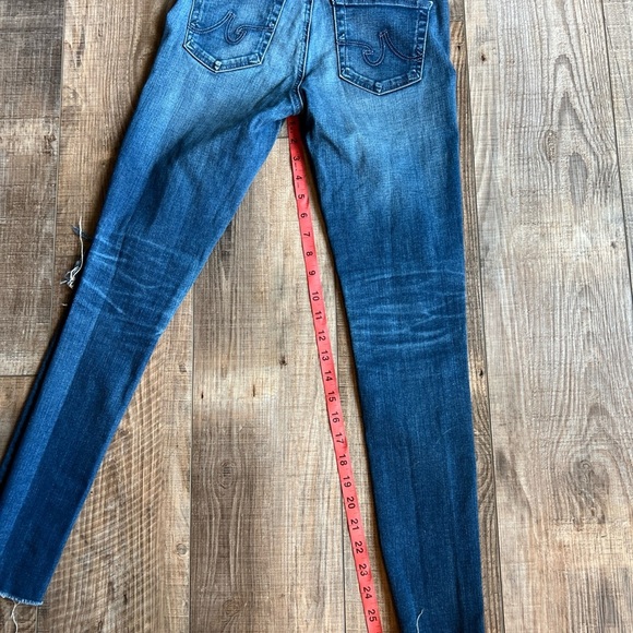Ag Adriano Goldschmied Middi ankle Skinny Blue Jeans with Vintage Distressing - Picture 5 of 7